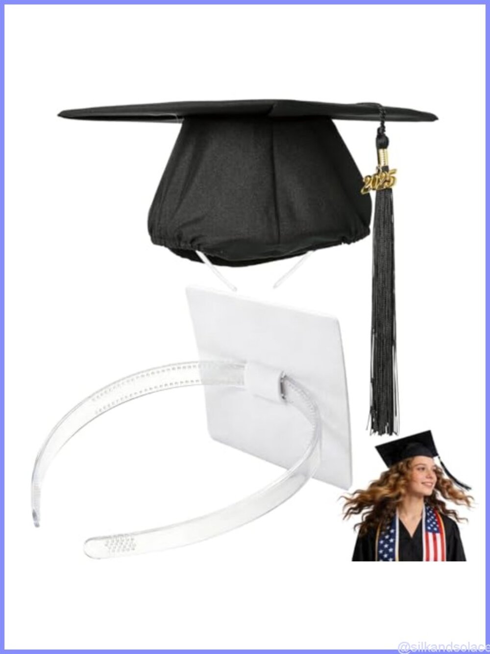 Graduation Cap Headband Insert Clear White Anti-Fall Hair Band Secure Holder